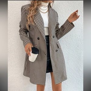 Gingham print flap detail blazer